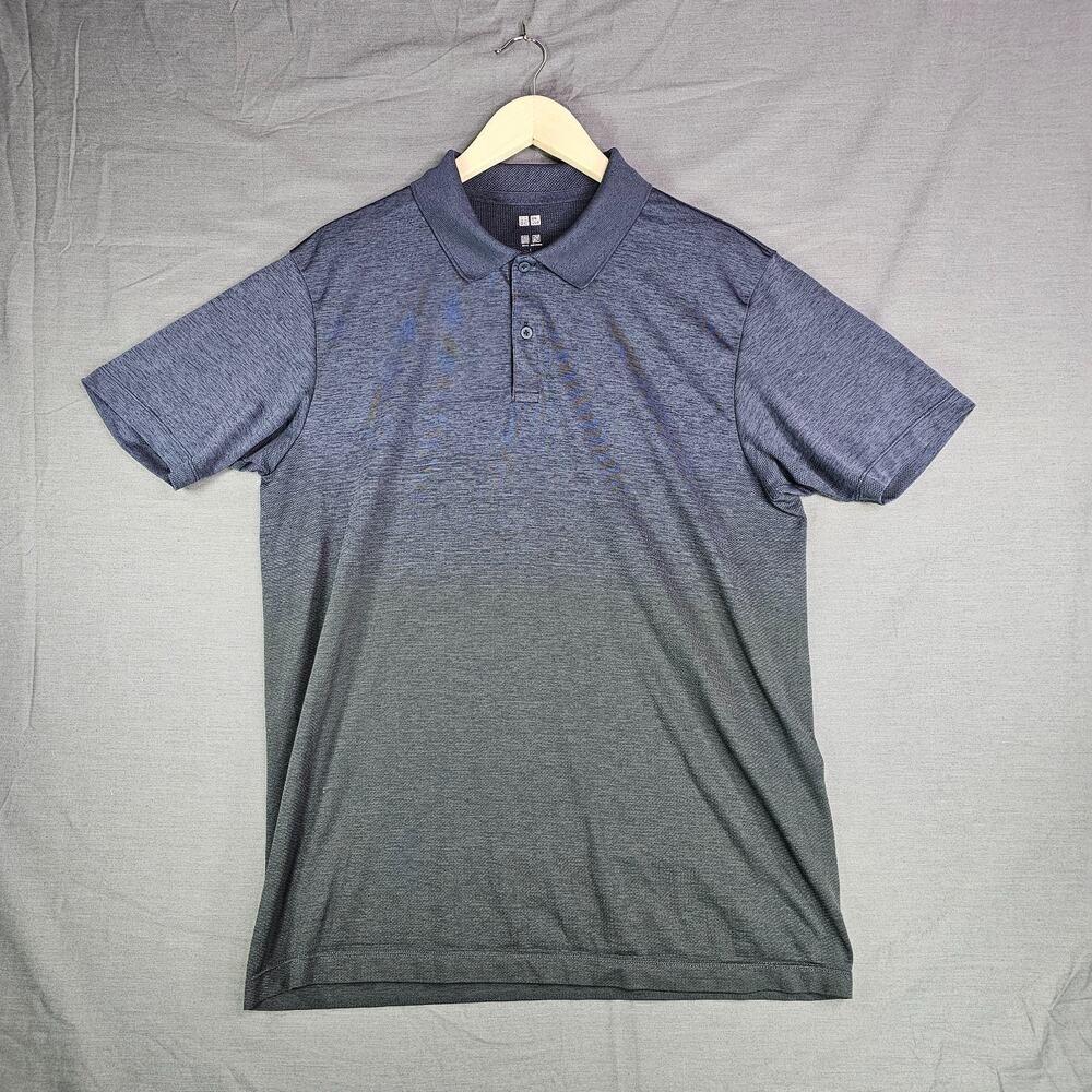 Uniqlo Dry-Ex Performance Polo Blue/Gray Gradient Shirt Men's Large
